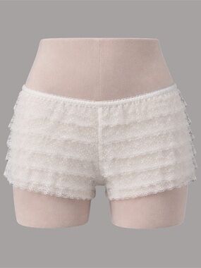 Edikted White Lace Ruffle Bloomers Low Rise Shorts